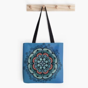 blue tote bag - colorful decorative design