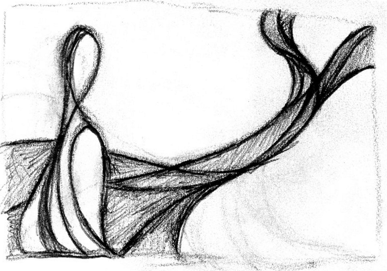 Life in Words and Images - Abstract Sketch of a Person Looking at Two Paths